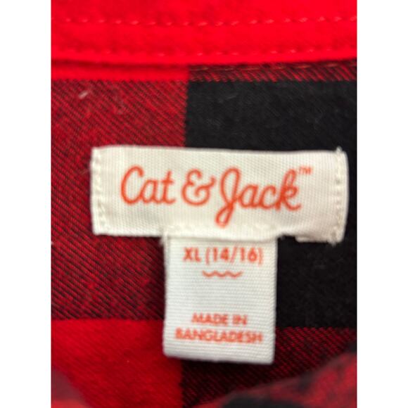 Cat & Jack Black and Red Checkered Girl's Long Sleeve Top Size XL - Picture 3 of 4